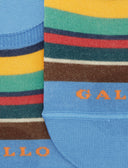 Unisex light blue light cotton invisible socks with multicolor stripes