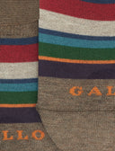 Unisex brown light cotton invisible socks with multicolor stripes