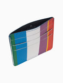 Porta carta di credito unisex in pelle martellata righe multicolor bianco - Gallo 1927 - Official Online Shop