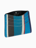 Porta carta di credito unisex in pelle martellata righe multicolor blu - Gallo 1927 - Official Online Shop