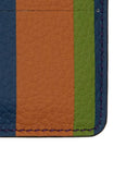 Porta carta di credito unisex in pelle martellata blu righe multicolor - Gallo 1927 - Official Online Shop