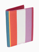 Porta carta di credito unisex in pelle martellata righe multicolor bianco - Gallo 1927 - Official Online Shop