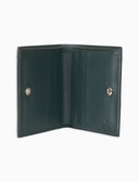 Unisex grey hammered leather card holder with multicolor stripes