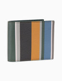 Portafoglio piccolo con portamonete uomo pelle martellata grigio righe multicolor