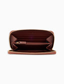 Women's yellow hammered leather wallet with multicolor stripes
