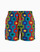 Boxer mare uomo fantasia geometrico verticale blu - Gallo 1927 - Official Online Shop