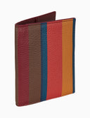 Porta passaporto unisex in pelle martellata bordò righe multicolor - Gallo 1927 - Official Online Shop