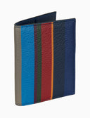 Porta passaporto unisex in pelle martellata blu righe multicolor - Gallo 1927 - Official Online Shop