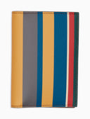 Porta passaporto unisex in pelle martellata giallo righe multicolor