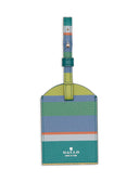 Etichetta per bagaglio unisex in pelle martellata righe multicolor verde