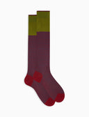 Calze lunghe uomo cotone fantasia intreccio geometrico rosso - Gallo 1927 - Official Online Shop