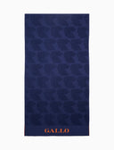 Telo mare unisex cotone tinta unita blu con scritta Gallo in contrasto - Gallo 1927 - Official Online Shop