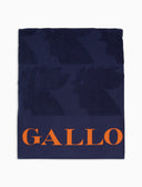 Telo mare unisex cotone tinta unita blu con scritta Gallo in contrasto - Gallo 1927 - Official Online Shop