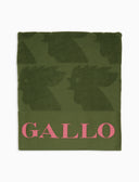 Telo mare unisex cotone tinta unita verde con scritta Gallo in contrasto - Gallo 1927 - Official Online Shop