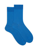 Kurze Herrensocken Baumwollrippe unifarben hellblau