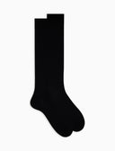 Calze lunghe uomo cotone costa tinta unita nero - Gallo 1927 - Official Online Shop