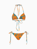 Bikini triangolo reversibile donna fantasia fiori arancio - Gallo 1927 - Official Online Shop