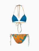 Bikini triangolo reversibile donna fantasia fiori arancio - Gallo 1927 - Official Online Shop