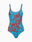 Costume intero donna fantasia fiori azzurro - Gallo 1927 - Official Online Shop