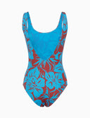 Costume intero donna fantasia fiori azzurro - Gallo 1927 - Official Online Shop