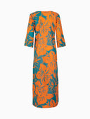 Kaftano lungo donna cotone fantasia fiori arancio - Gallo 1927 - Official Online Shop