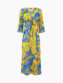 Kaftano lungo donna cotone fantasia fiori giallo - Gallo 1927 - Official Online Shop