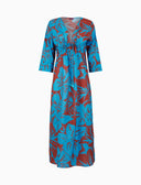 Kaftano lungo donna cotone fantasia fiori azzurro - Gallo 1927 - Official Online Shop