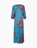 Kaftano lungo donna cotone fantasia fiori azzurro - Gallo 1927 - Official Online Shop