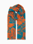 Sciarpa unisex cotone e lino fantasia fiori arancio - Gallo 1927 - Official Online Shop