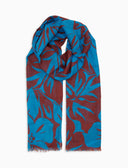 Sciarpa unisex cotone e lino fantasia fiori azzurro - Gallo 1927 - Official Online Shop