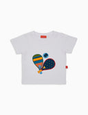 T-shirt girocollo bambino cotone tinta unita bianco con ricamo racchette - Gallo 1927 - Official Online Shop