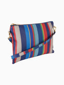 Pochette piatta donna in pelle martellata righe multicolor blu - Gallo 1927 - Official Online Shop