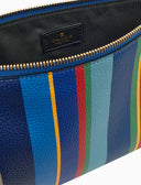 Pochette piatta donna in pelle martellata righe multicolor blu - Gallo 1927 - Official Online Shop