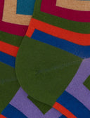 Calze lunghe donna cotone fantasia quadri concentrici verde - Gallo 1927 - Official Online Shop