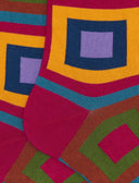 Calze corte donna cotone fantasia quadri concentrici fucsia - Gallo 1927 - Official Online Shop