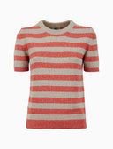 T-shirt girocollo donna cotone righe bicolore arancio - Gallo 1927 - Official Online Shop
