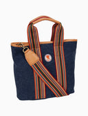 Mini tote bag donna in canvas di cotone blu tinta unita - Gallo 1927 - Official Online Shop