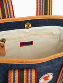 Mini tote bag donna in canvas di cotone blu tinta unita - Gallo 1927 - Official Online Shop