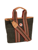 Mini tote bag donna in canvas di cotone verde tinta unita