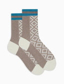 Calze corte donna cotone fantasia coste e rombi effetto scintillante beige - Gallo 1927 - Official Online Shop