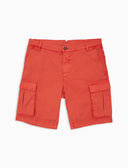 Bermuda cargo uomo cotone tinto capo tinta unita rosso - Gallo 1927 - Official Online Shop