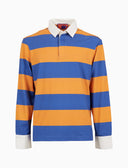 Polo rugby uomo cotone righe bicolore giallo e blu con inserti camicia - Gallo 1927 - Official Online Shop