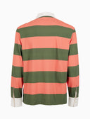 Polo rugby uomo cotone righe bicolore verde e rosa con inserti camicia - Gallo 1927 - Official Online Shop