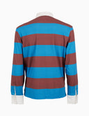 Polo rugby uomo cotone righe bicolore azzurro e marrone con inserti camicia - Gallo 1927 - Official Online Shop