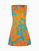 Abito corto senza maniche donna cotone fantasia fiori arancio - Gallo 1927 - Official Online Shop