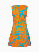 Abito corto senza maniche donna cotone fantasia fiori arancio - Gallo 1927 - Official Online Shop