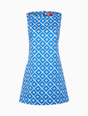 Abito corto senza maniche donna cotone fantasia rombi blu - Gallo 1927 - Official Online Shop