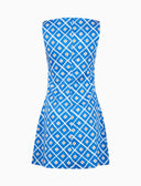 Abito corto senza maniche donna cotone fantasia rombi blu - Gallo 1927 - Official Online Shop