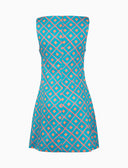 Abito corto senza maniche donna cotone fantasia rombi azzurro - Gallo 1927 - Official Online Shop