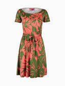 Abito corto con cintura maniche corte donna fantasia fiori rosa - Gallo 1927 - Official Online Shop